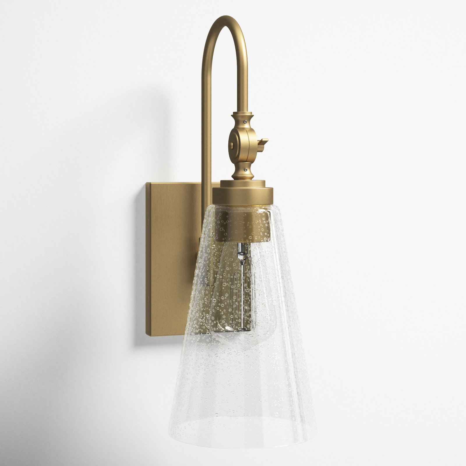 Picola Single Light Glass Dimmable Wall Sconce, Warm Brass