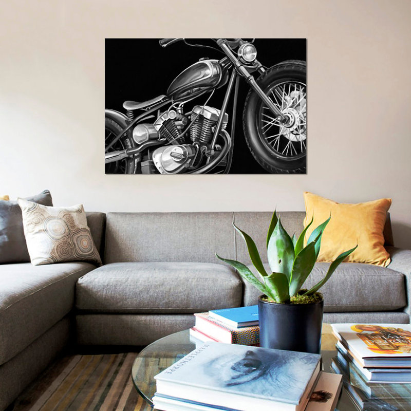 « rétro motocyclette i », impression sur toile, H 18 po x l 26 po x P 1,5 po