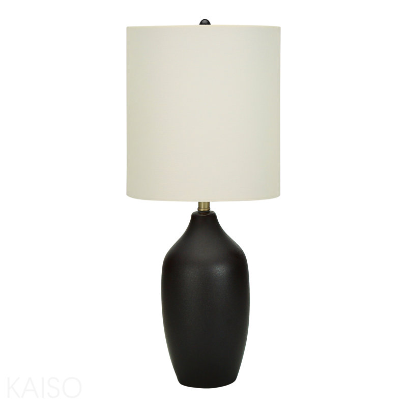 Lighting, 22"H, Table Lamp, Black Ceramic, Ivory / Cream Shade, Transitional
