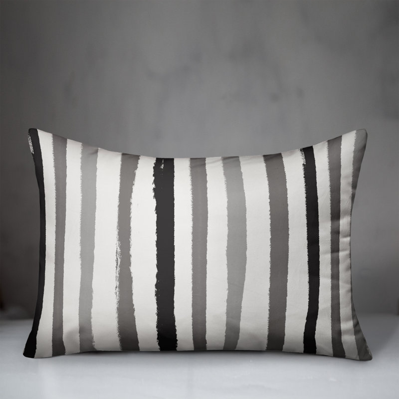 Striped Outdoor Throw Pillow, Gray