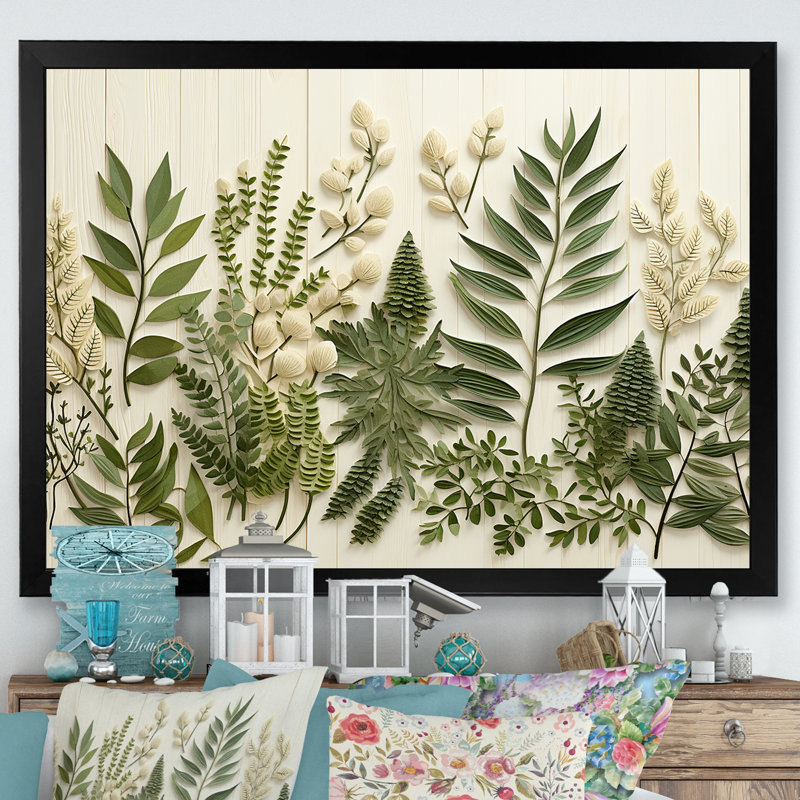 Art sur toile Herbes Chive Symphony 3, Cadre d'angle fermé noir, H 16 po x l 32 po x P 1 po