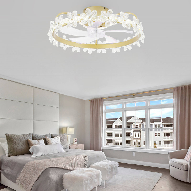 Ventilateur de plafond encastré en cristal 21 po avec lumières Dalston et télécommande / commande APP pour chambre à coucher Dalston