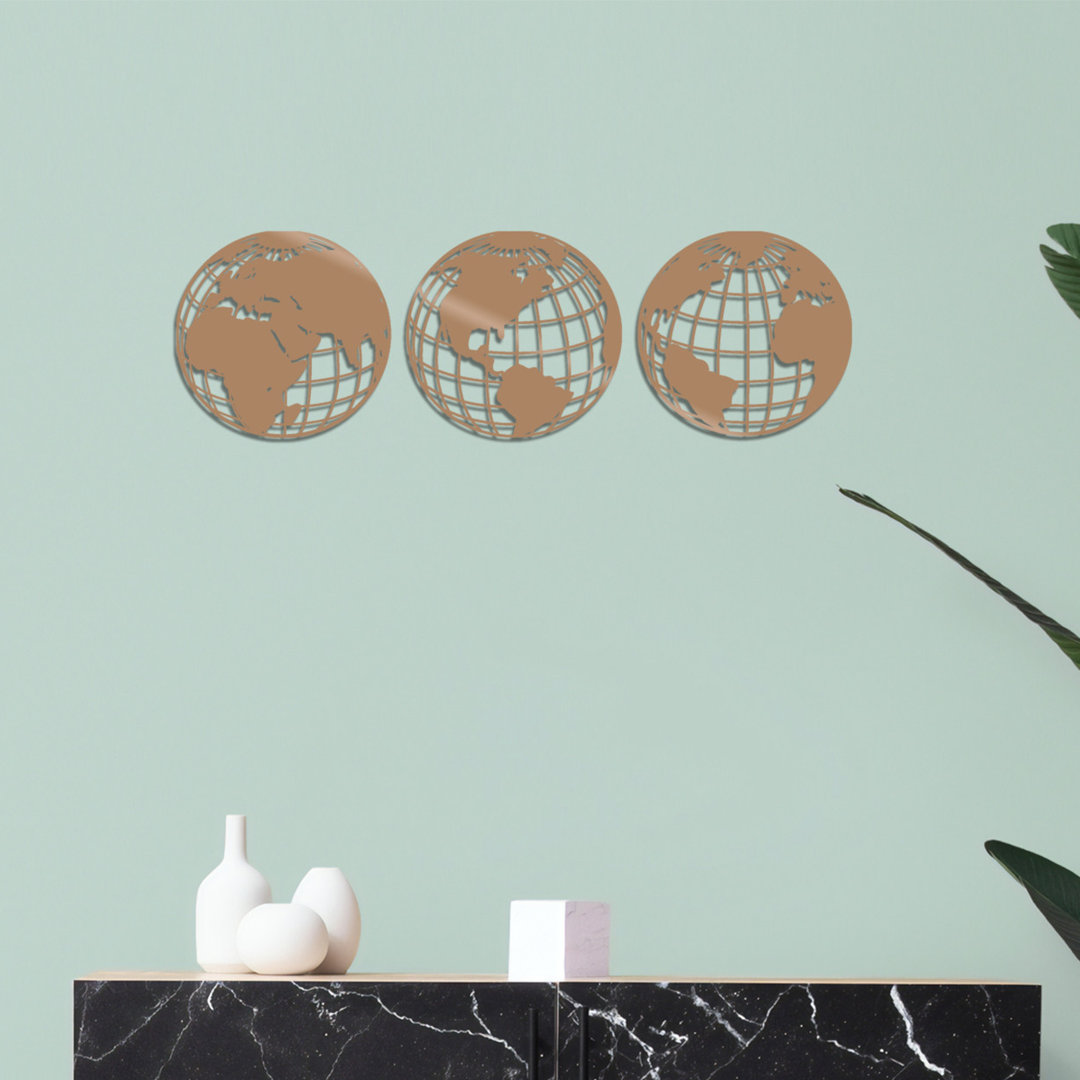 World Map Metal 3 Wall Décor