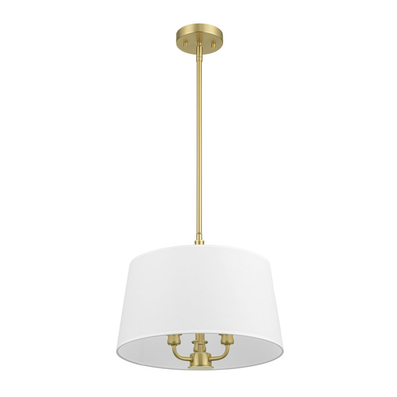 Billet 3-Light Convertible Pendant/Semi-Flush with Fabric Shades, Brushed Gold
