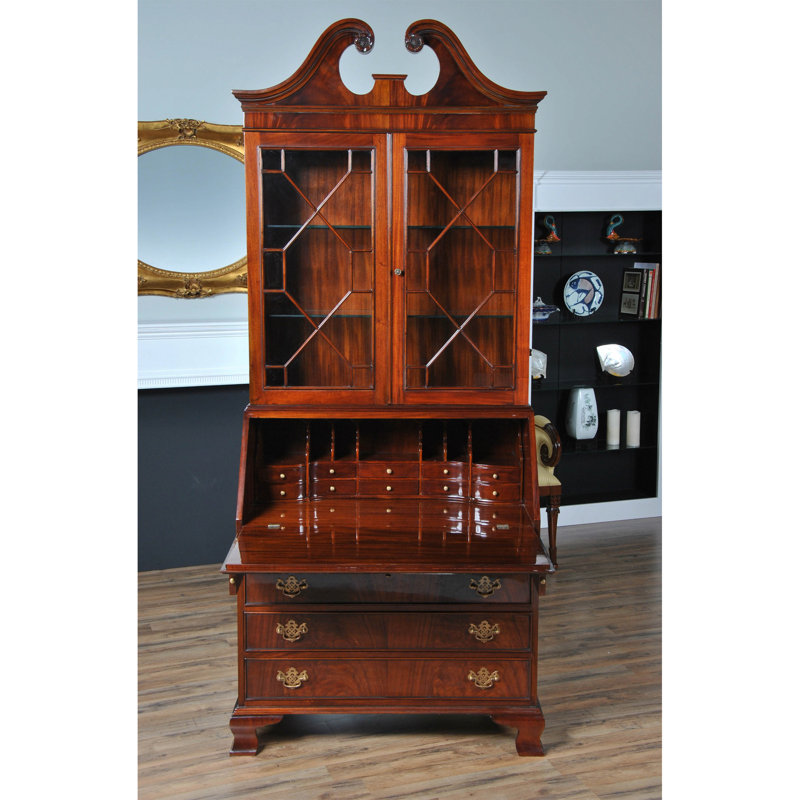 Mahogany Secretary Desk with Bookcase and Drawers