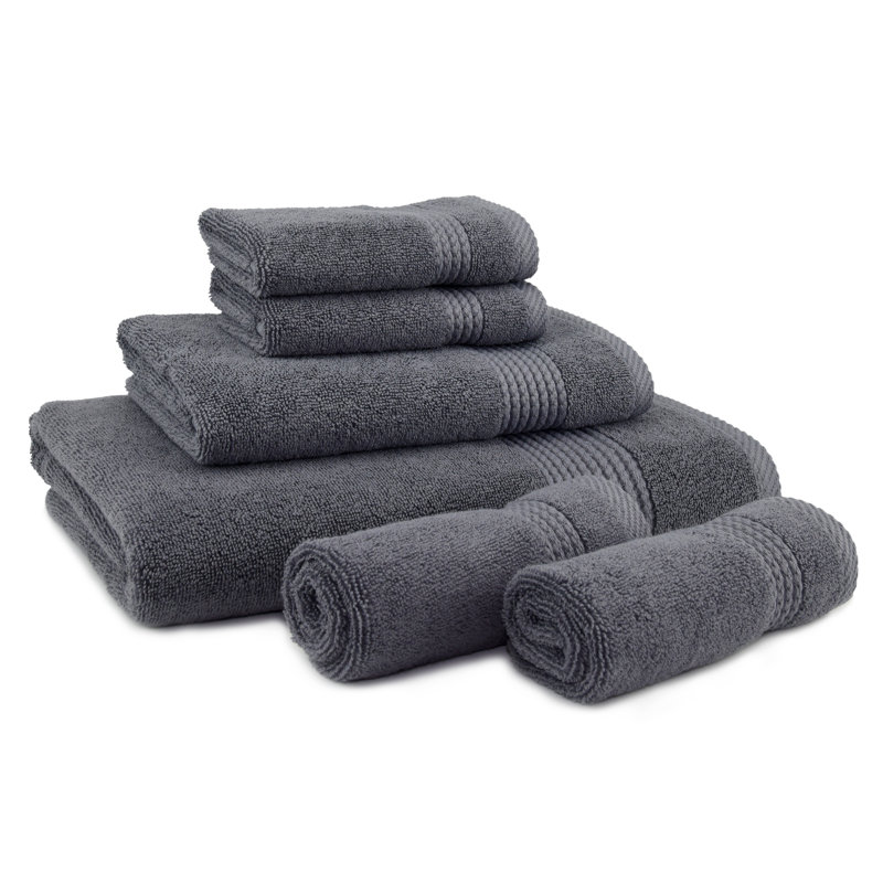 Adlena 6 Piece Turkish Cotton Towel Set, Dark Gray