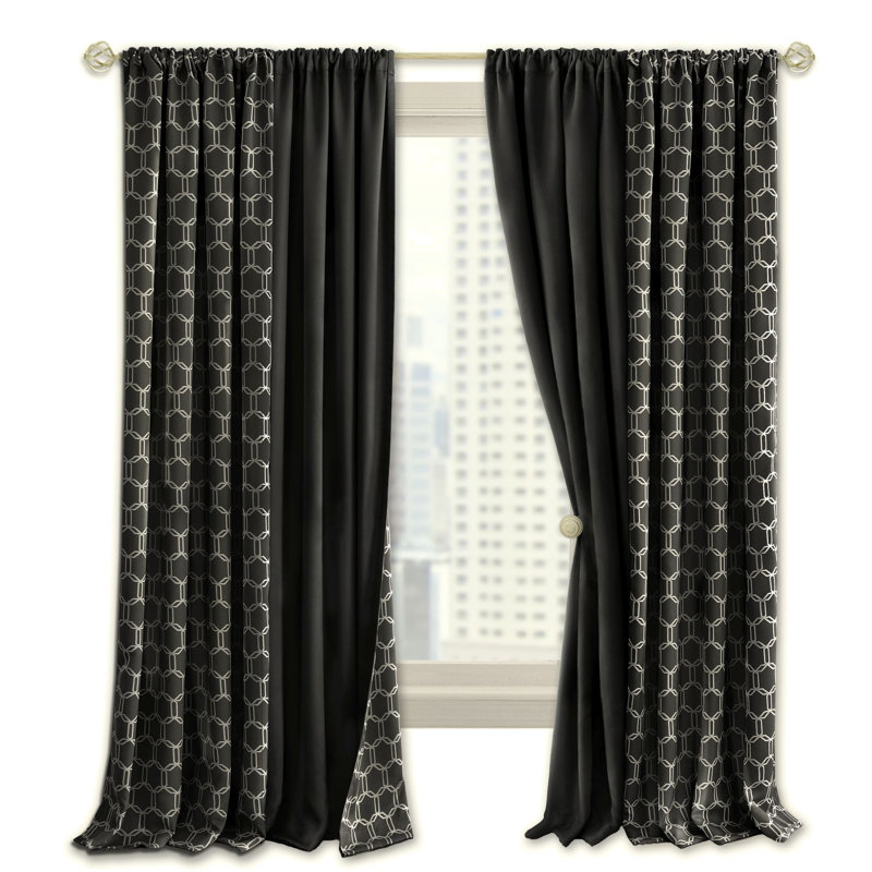 Crutcher Semi Sheer Curtain Single Panel, 50" W x 63" L, Black