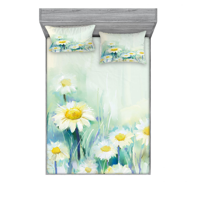 Ensemble de draps Daisies on Grass, Taie d'oreiller taille double
