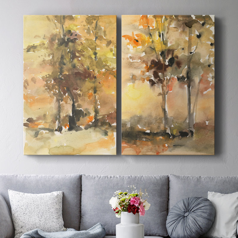 Fall Foliage Watercolor I-Premium Gallery Wrapped Canvas -Ready to Hang, 12" H x 16" W