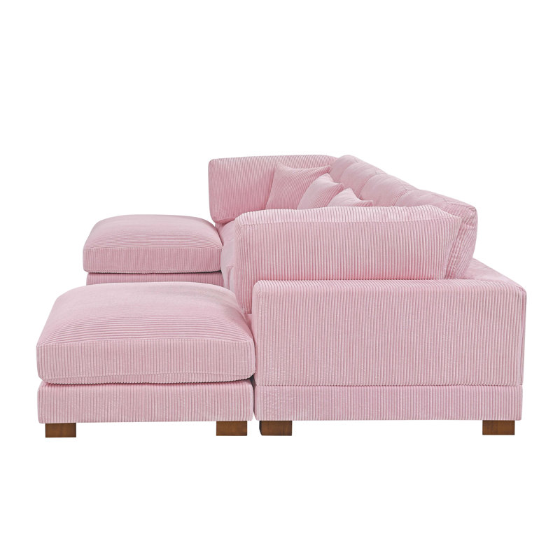 Canapé modulaire réversible de 144 po avec repose-pieds Andreco, Rose