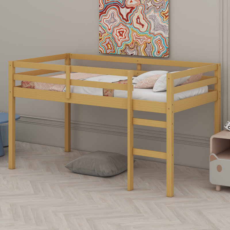 Lit mezzanine en bois avec échelle, Naturel