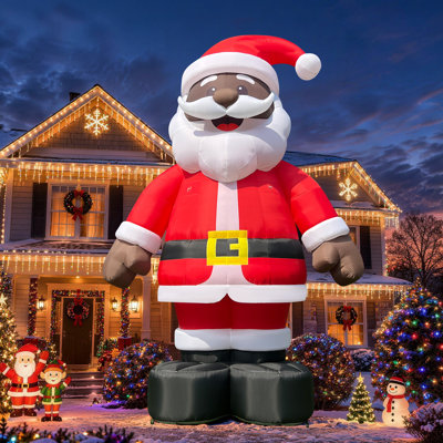 Père Noël géant noir de 6 mètres avec souffleur, Père Noël gonflable pour décorations de Noël, fêtes et événements