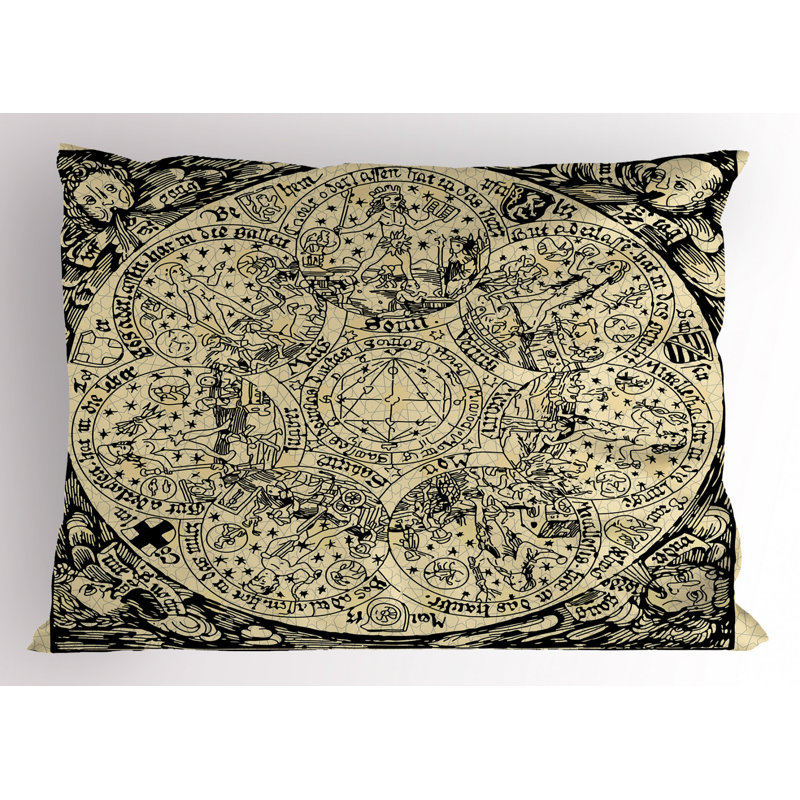 Taie décorative en microfibre de polyester beige / noir, Grand lit