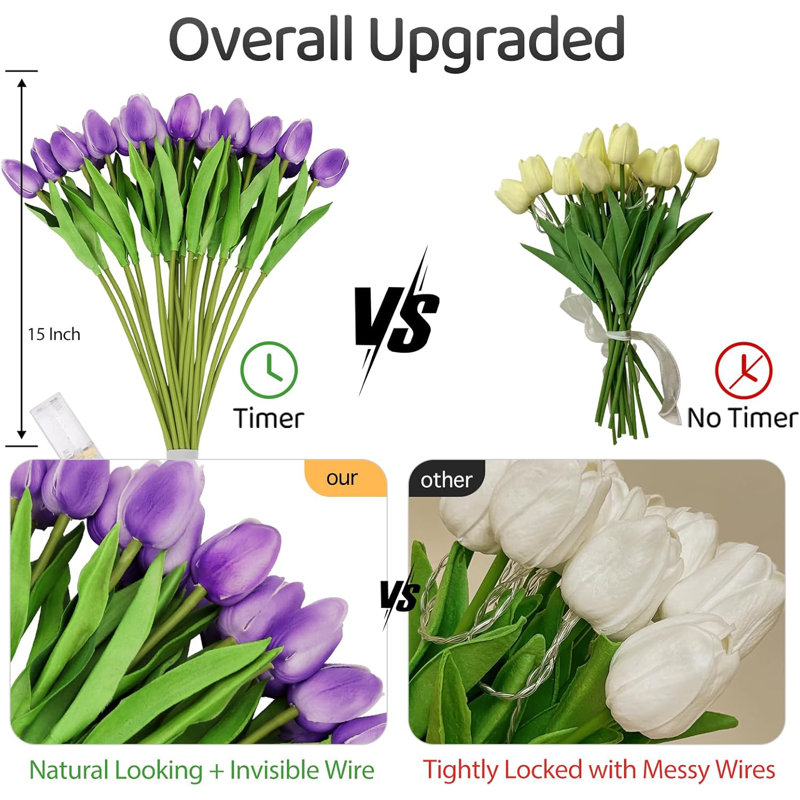 20 pièces Bouquet de tulipes Veilleuse artificielle à DEL