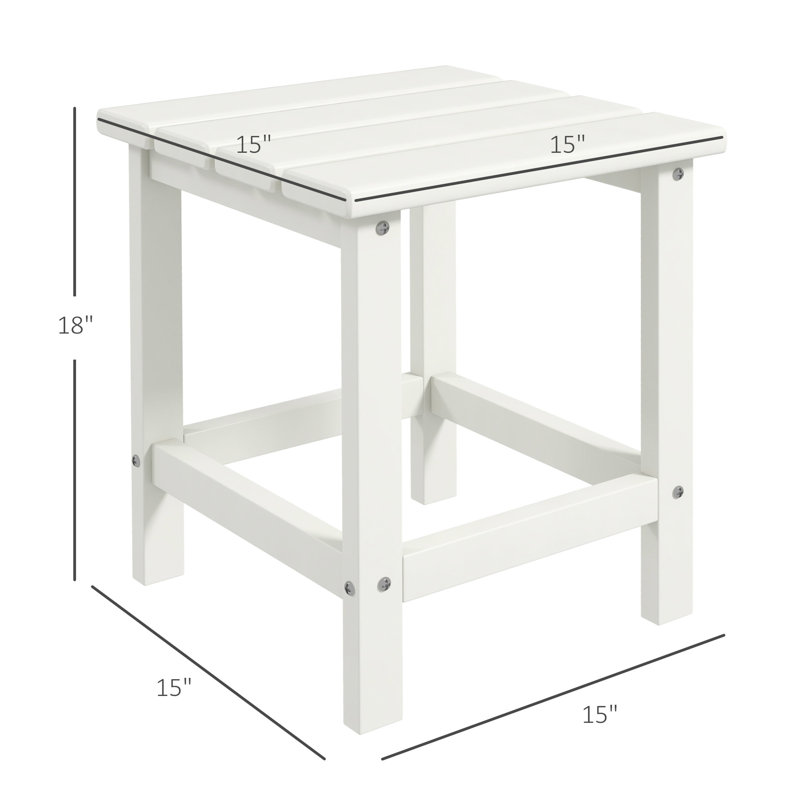 15" Square Patio Side Table For Balcony, Porch, Pool - Outdoor End Table, White Pool, Porch Weather