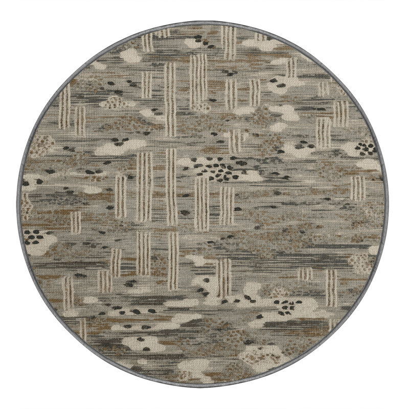  Washable Rain Patterns Hawaiian Area Rug, Rond 5 pi