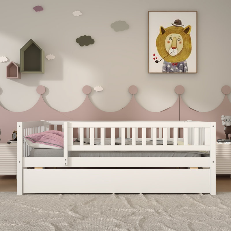 Full Size Wood Daybed with Trundle, White