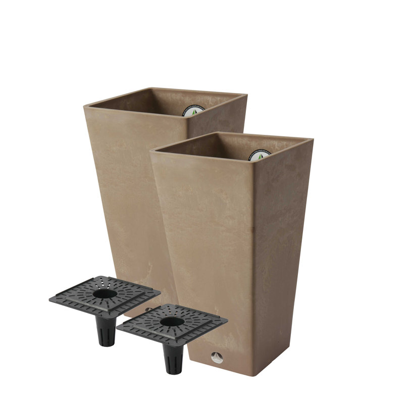 Ensemble de pots à fleurs en composite Cara, Taupe
