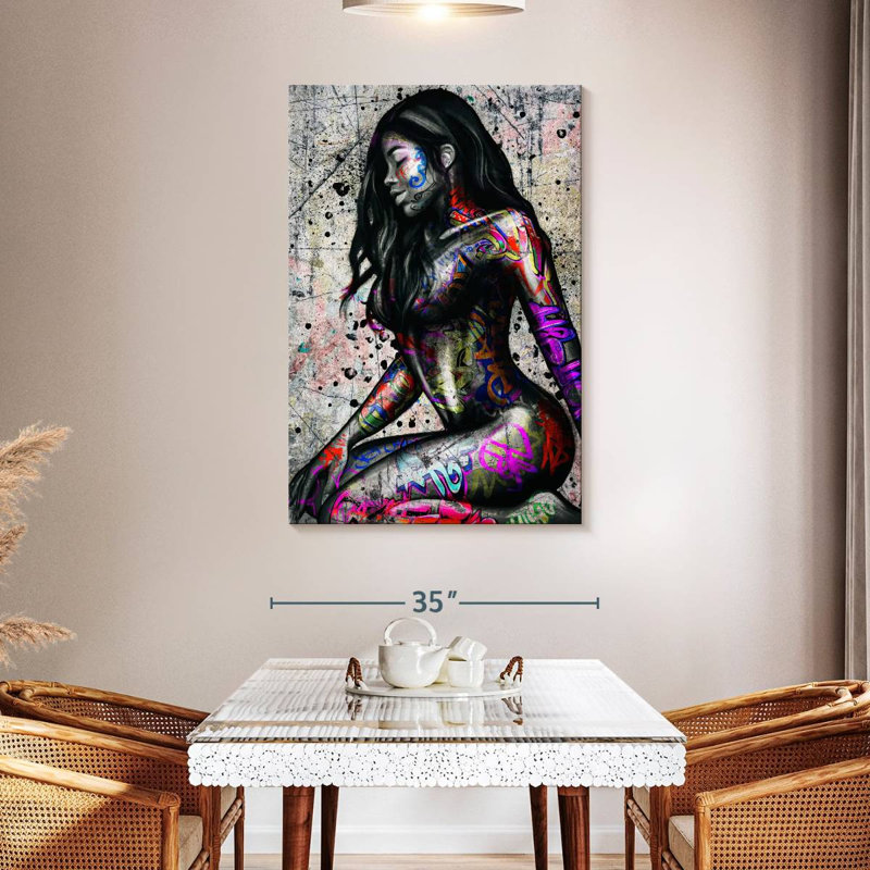 Séduction africaine sur toile, H 48 po x l 32 po x P 1,25 po