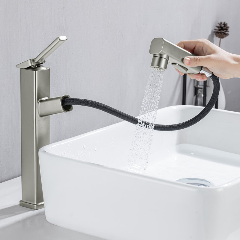Robinet de salle de bain moderne à un trou avec 3 modes de jet et bec de fontaine (chrome), Chrome chrome