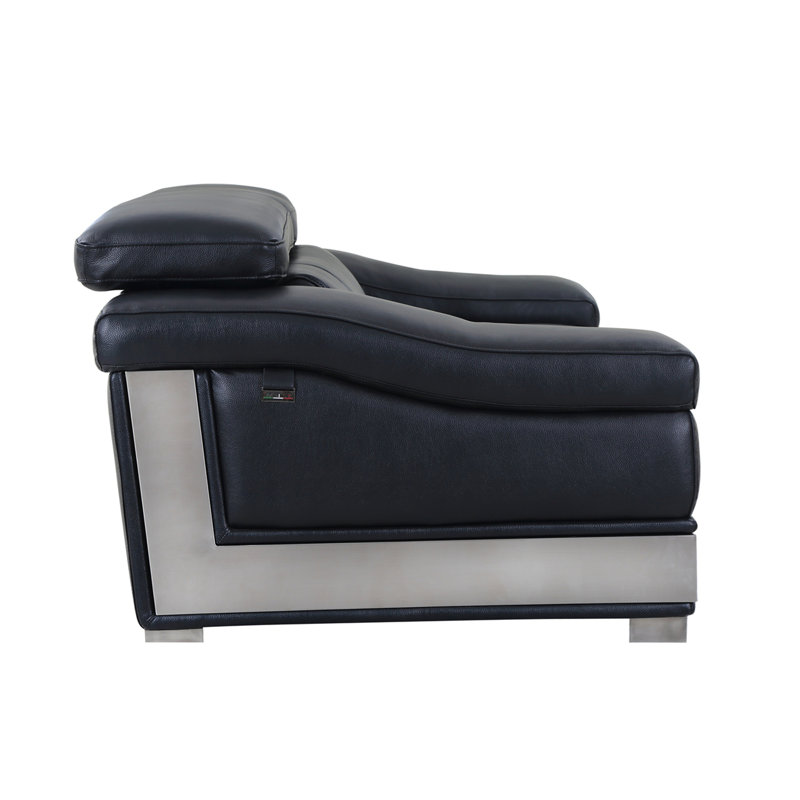 Chaise en cuir italien à grain supérieur, Noir