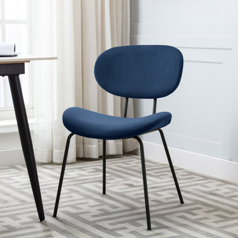 17.52'' H Velvet Upholstered Stacking Side Chair, Blue