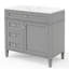 Meuble-lavabo moderne avec lavabo, 2 tiroirs, tiroir basculant et rangement spacieux, conception en bois massif gris