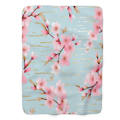 Pink and Blue Cherry Blossom - 1 Piece Premium Blanket
