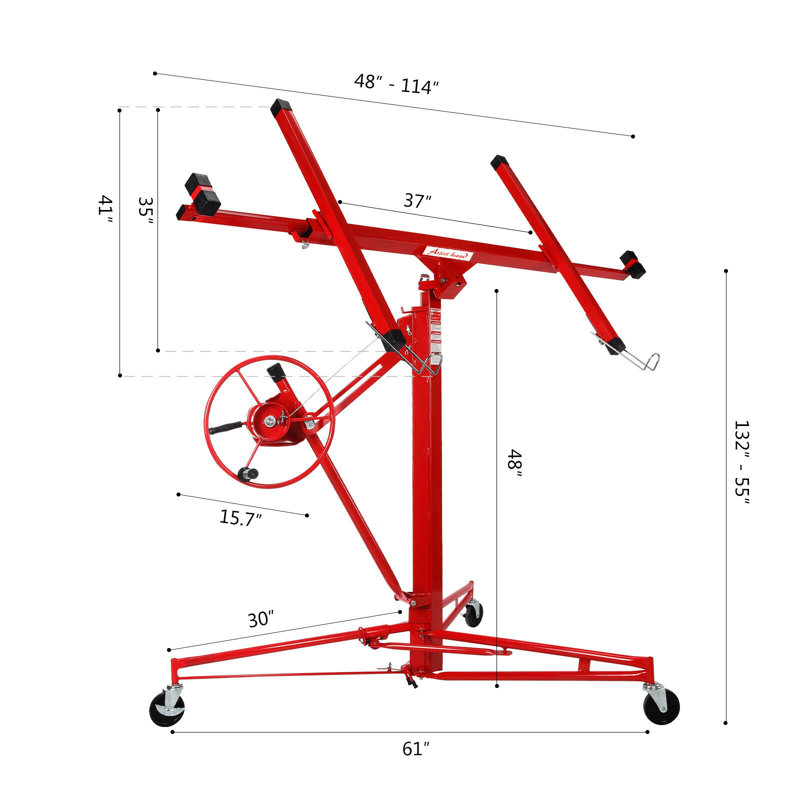 Élévateur pour cloison sèche, H 132 po x l 114 po x P 61 po, Rouge