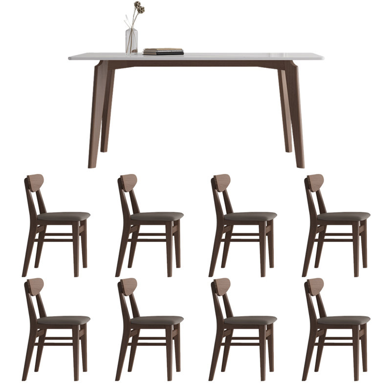 Modern generous rectangular dining table and chair, 29.5"H x 78.7"L x 35.4"W