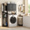 Armoire de rangement à 7 niveaux avec portes, organisateur de salle de bain avec tablette réglable