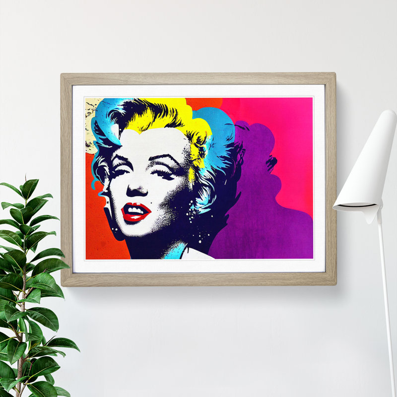 Pop Marilyn Monroe - Single Picture Frame Print, Oak, 46cm H x 64cm W x 2cm D