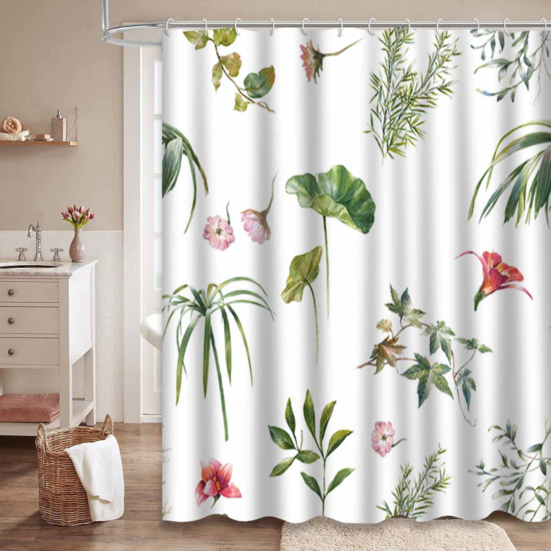 Rideau de douche botanique tropical avec 12 crochets, L 72 po x l 72 po