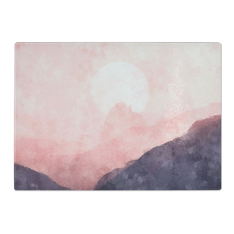 Tempered Glass Moon Behind the Mountains Chopping Board, 28.5 cm x 39 cm