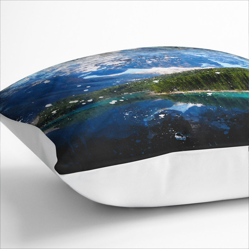 Mountain In Banff Park Canada Paint Splash Square Throw Cushion, 55cm H x 55cm W x 20cm D, White