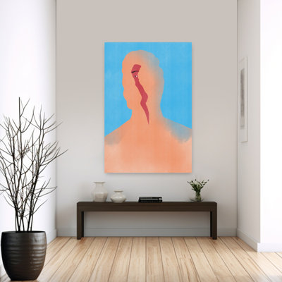 «Electric Silhouette Gaze», portrait abstrait audacieux, art mural contemporain