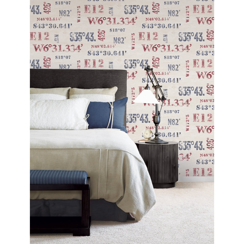 10m x 53cm Matte Non-Pasted Wallpaper Roll, Navy Blue/Red