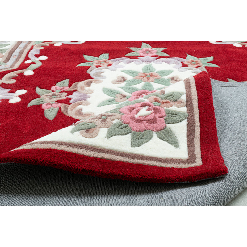 Costilla Floral Hand Woven Hand Tufted Red Area Rug, Rectangular 290 x 390cm