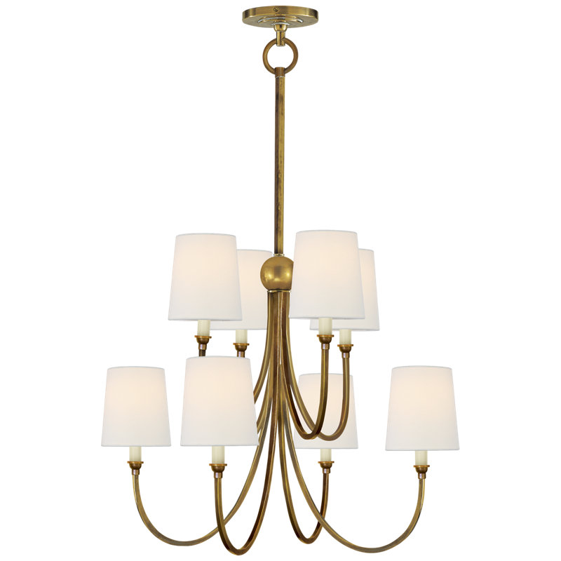 Thomas O'Brien Reed Large Chandelier, Hand-Rubbed Antique Brass, Fabric