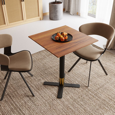 Table de salle à manger 24 po à plateau carré en panneau de fibres à densité moyenne 24 po avec base en acier inoxydable piédestal pour 2 à 3 personnes, table de salle à manger pour la cuisine