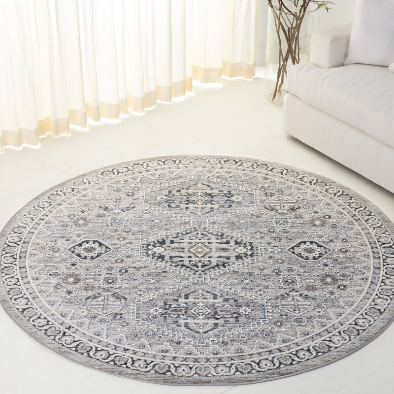 Tapis oriental en polyester 1274 Clover, Rond 6 pi 7 po