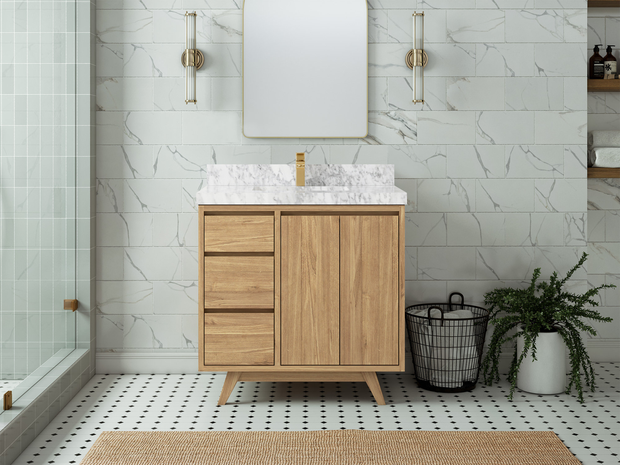 Corrigan Studio 36 In. W X 22 In. D Madison Teak Bathroom Vanity Centre ...