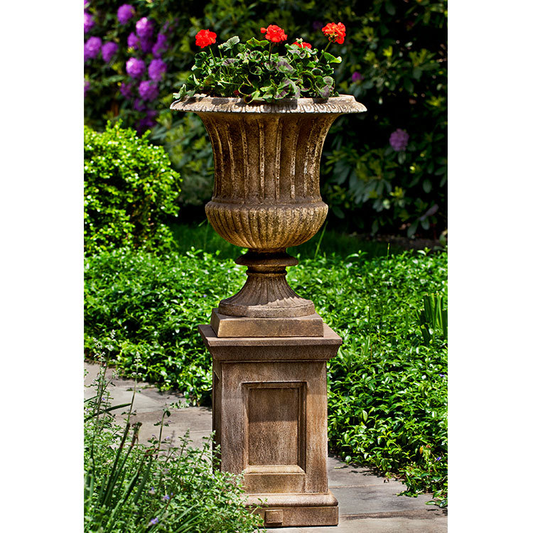 Smithsonian Handmade Urn Planter, Aged Limestone
