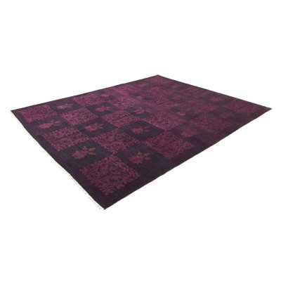 Tapis unique en laine noué à la main mauve et gris des années 2010 de 8 pi 2 po x 10 pi 1 po Maesyn