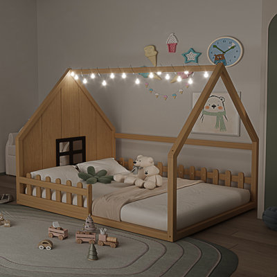 Full Size House Bed With Window And Fence