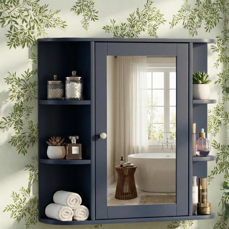 Armoire à pharmacie peu encombrante, MDF bleu, design moderne pour la maison