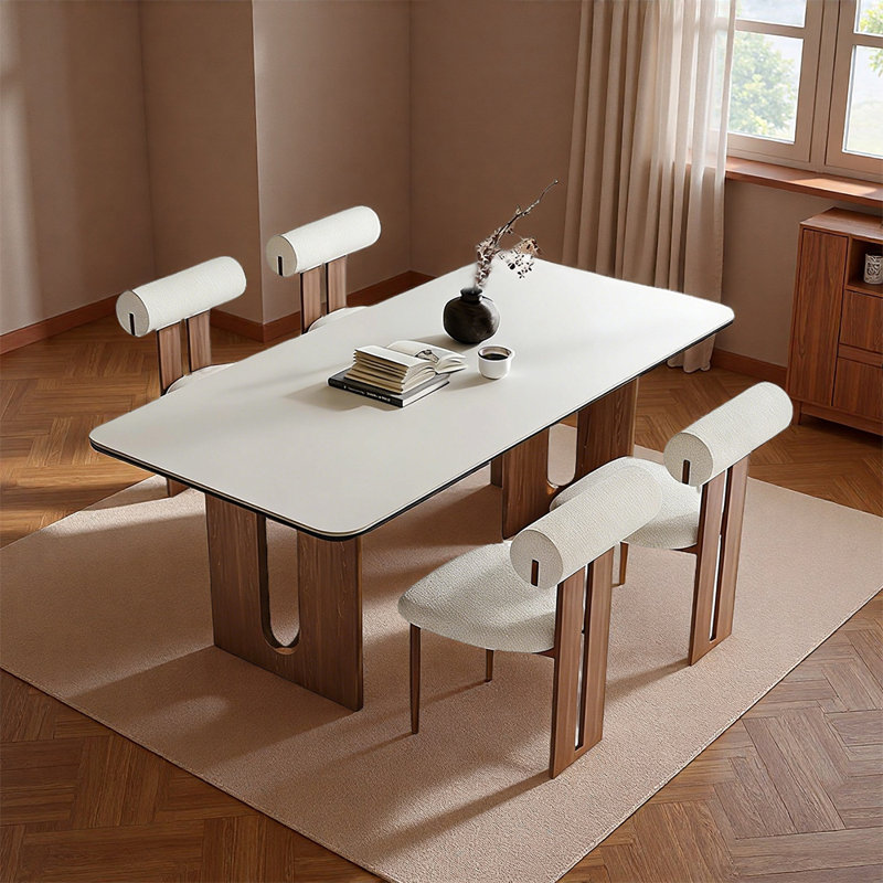 Ensembles de table à manger rétro élégants, Blanc, 5 pièces: table, 4 chaises, H 29,53 po x L 62,99 po x l 31,5 po