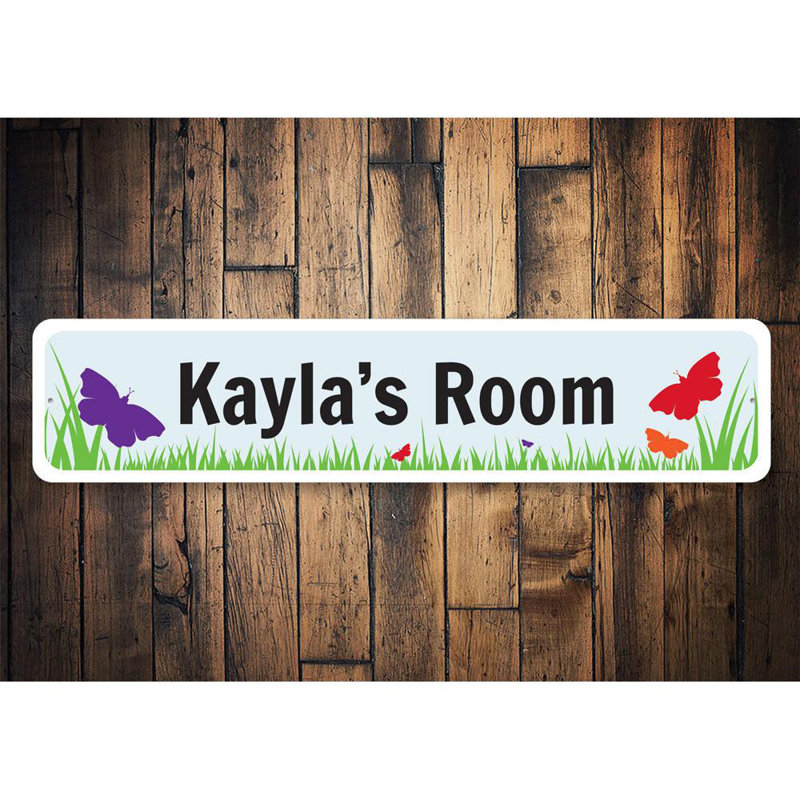 Plaque en métal Butterfly Room, H 6 po x l 24 po x P 0,06 po