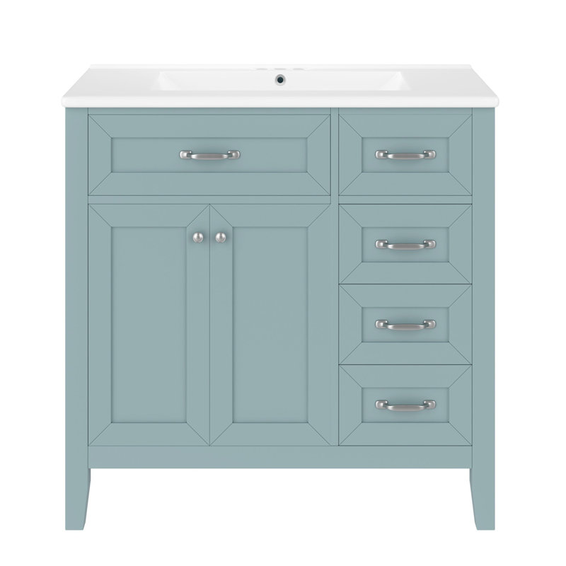 Meuble-lavabo 36 po avec lavabo, Argent argent, Vert