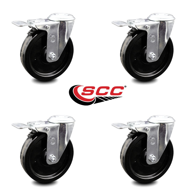 5 Inch Phenolic Wheel Swivel Bolt Hole Caster Set with Total Lock Brake SCC/SCC-BHTTL20S514-PHR-4
